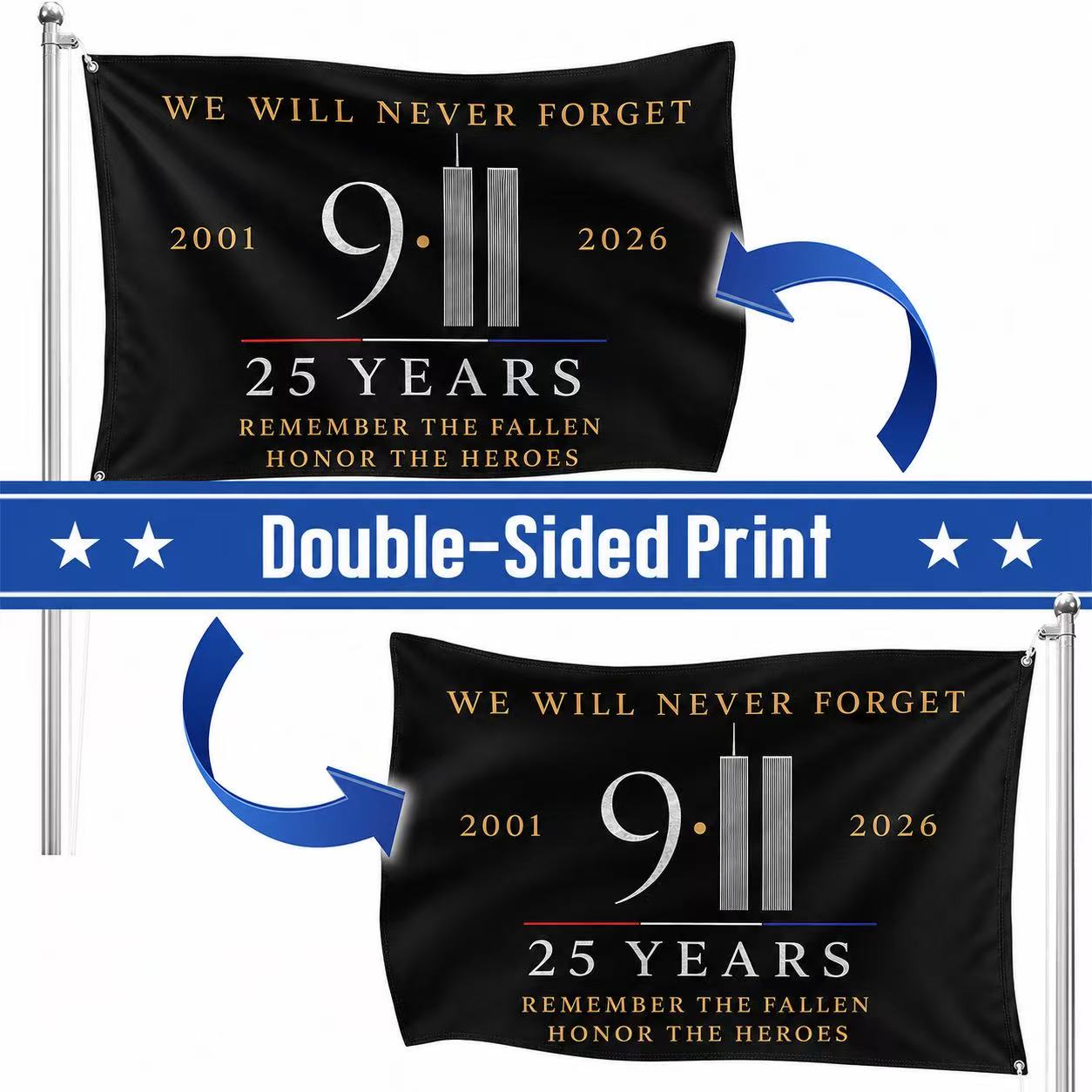 Remember the Fallen, Honor the Heroes – 9/11 25th Anniversary Memorial Flag