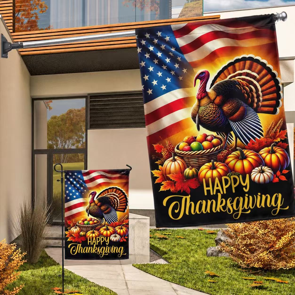 Thanksgiving Turkey American Flag
