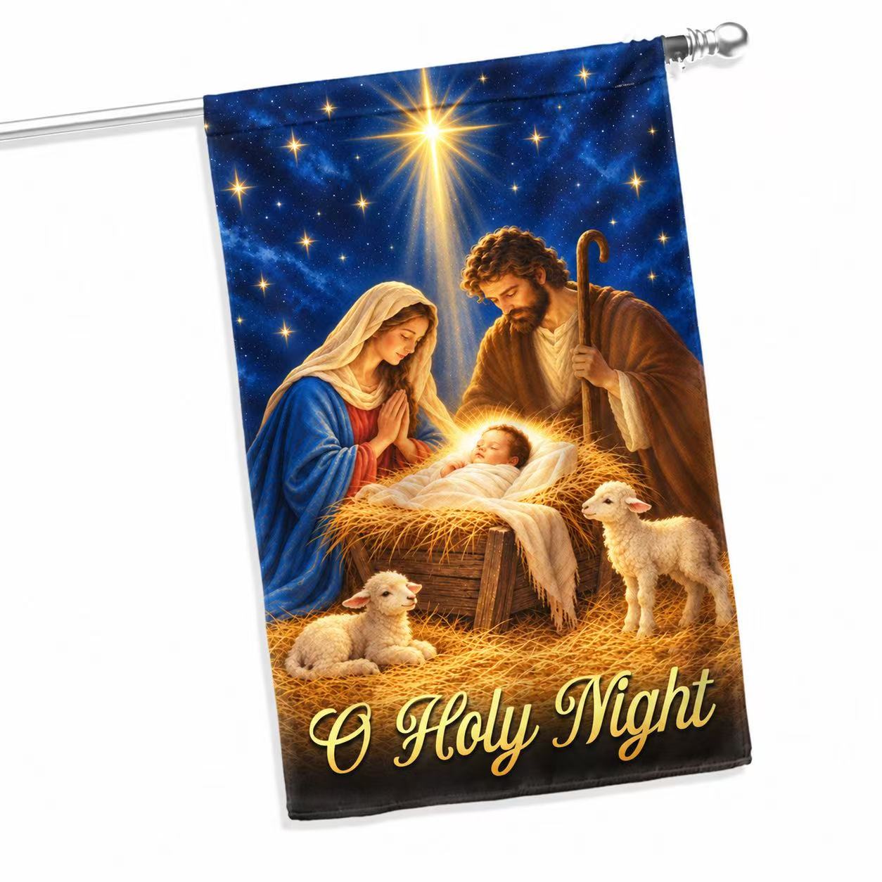 Christmas Garden Flag Nativity Of Jesus, O Holy Night Child Is Born