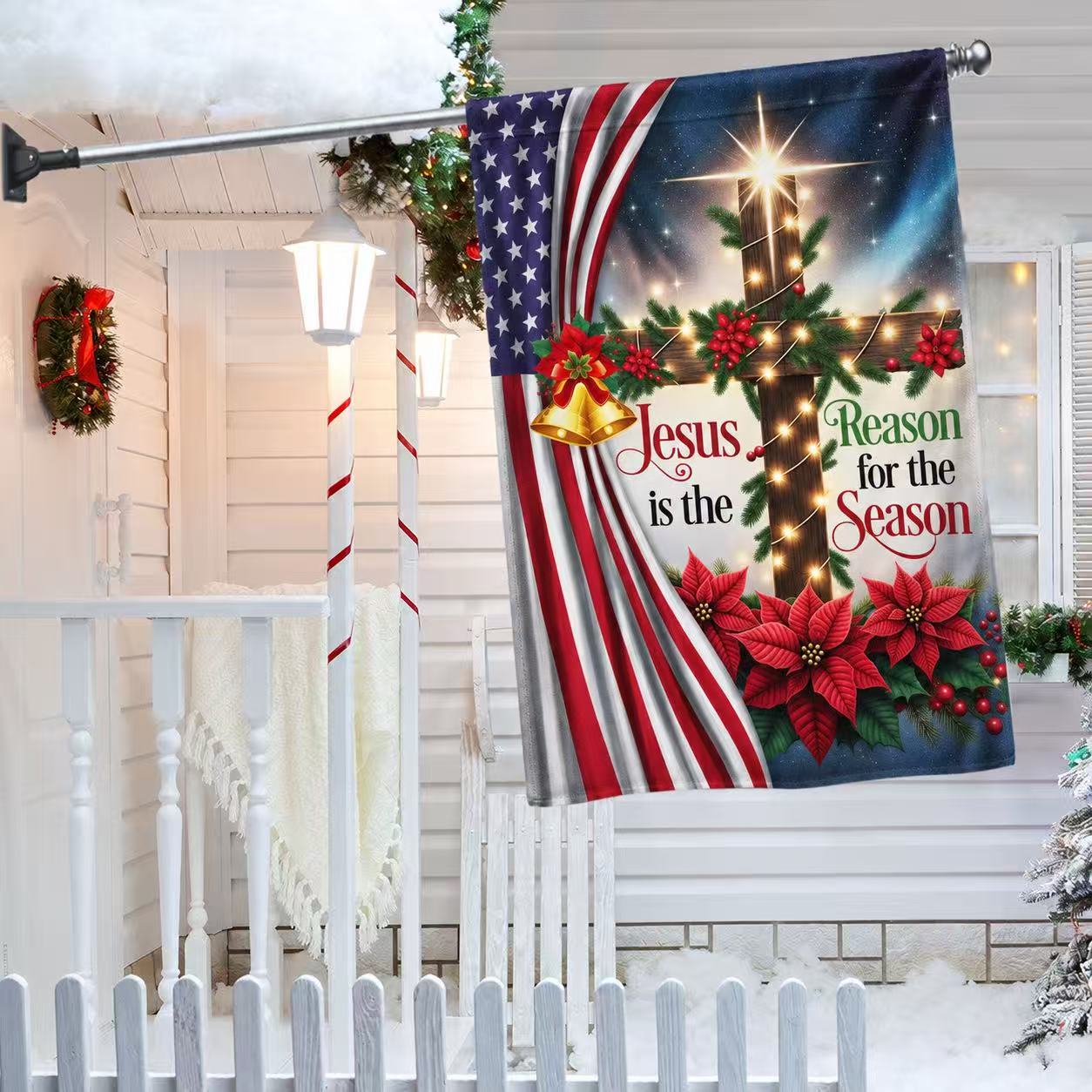 Jesus Christ Christmas Flag Jesus Is The Reason For The Season