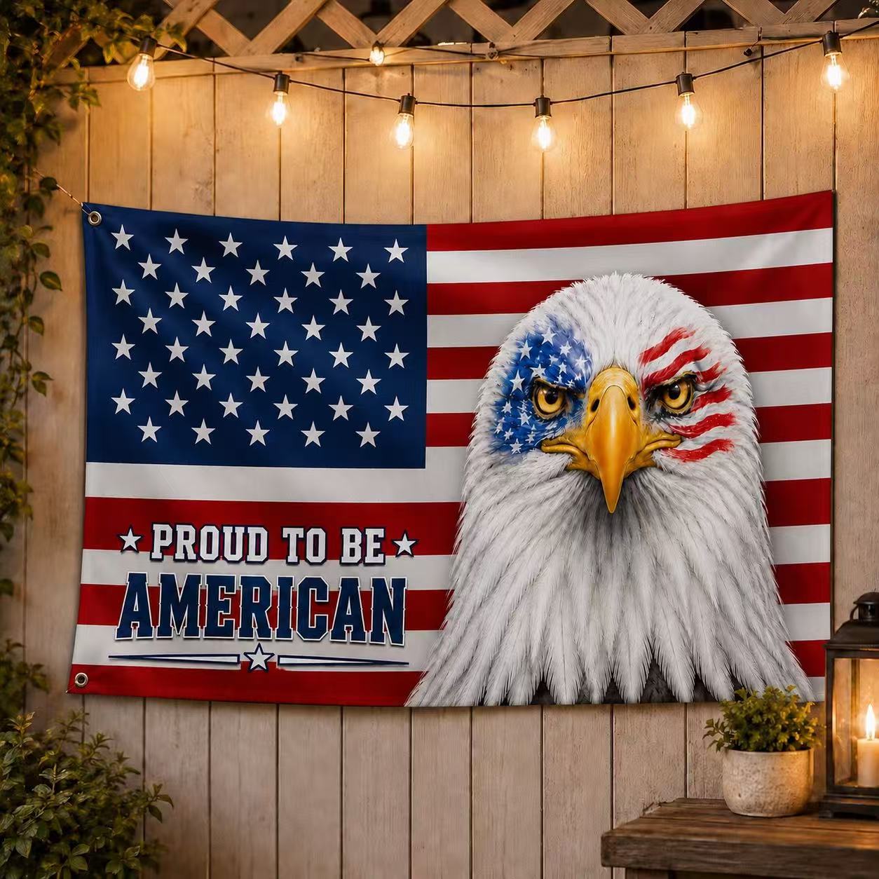Patriotic Flag, Bald Eagle Proud to Be American Grommet Flag