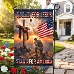 Veterans Day Flag, Kneel for Jesus Stand for America Veteran Fla