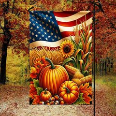 Fall Thanksgiving Pumpkins Harvest American Flag