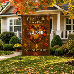 Grateful Thankful Blessed Garden Flag