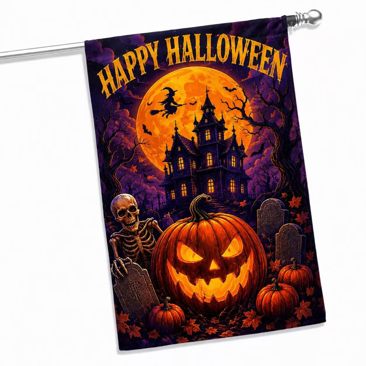 Halloween Haunted House Pumpkin Garden Flag