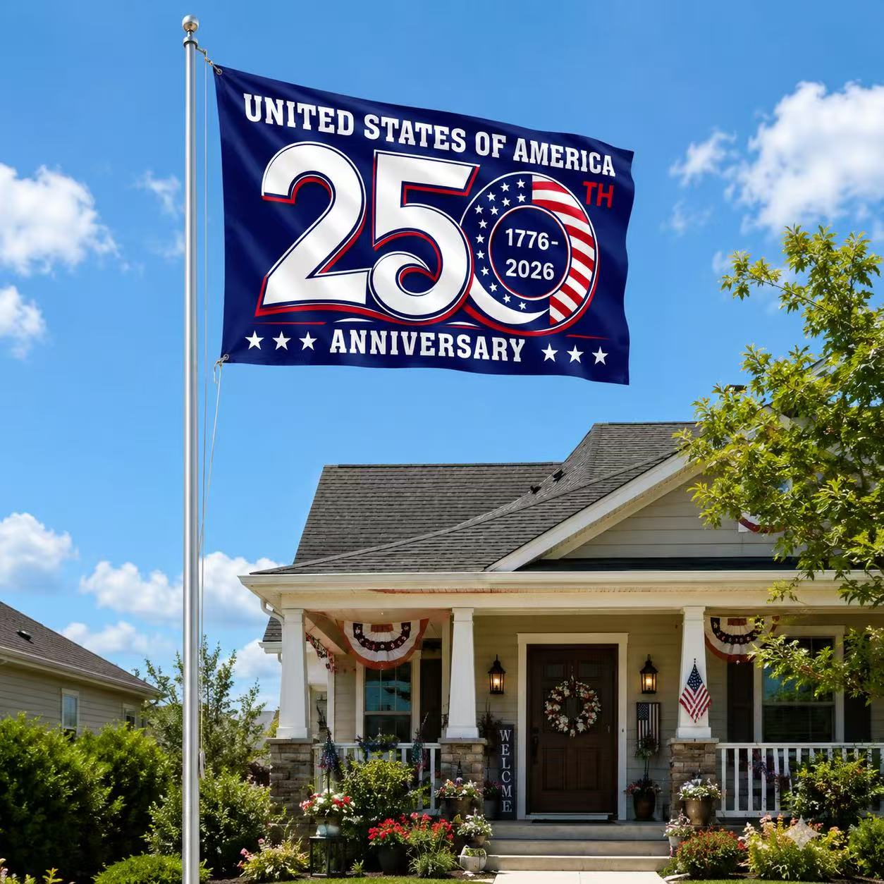 1776 2026 America 250th Anniversary Grommet Flag