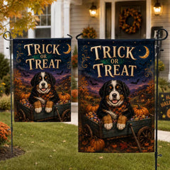 Trick or Treat Bernese Mountain Dog Halloween Garden Flag