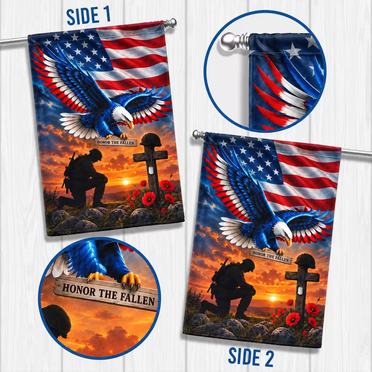 Veterans Day Flag. Veteran Kneeling Soldier Christian Cross We The People Flag
