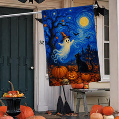 Halloween Starry Night Ghost Black Cat Pumpkin Garden Flag