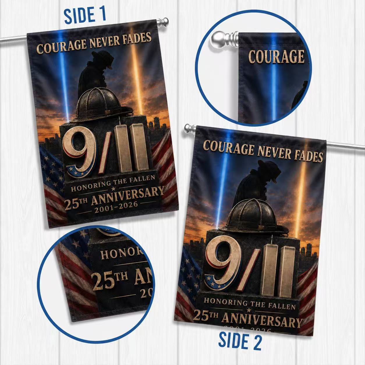 Courage Never Fades – 9/11 25th Anniversary Firefighter Memorial Flag