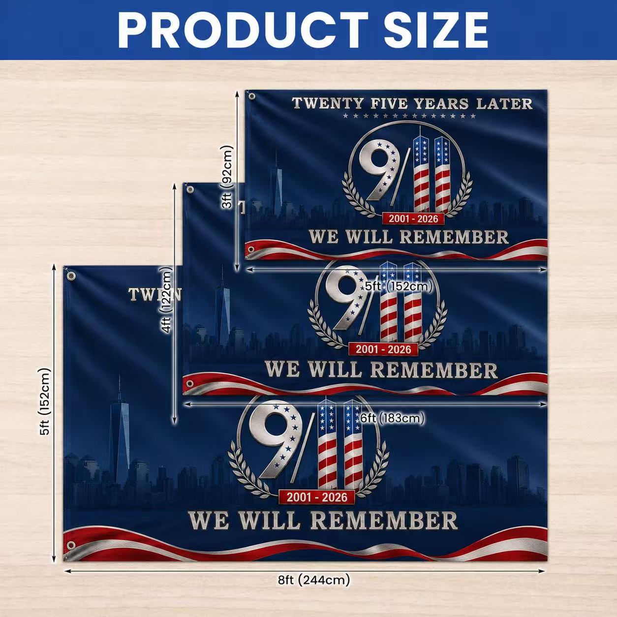 25 Years Later – America Remembers 9/11 Memorial Flag