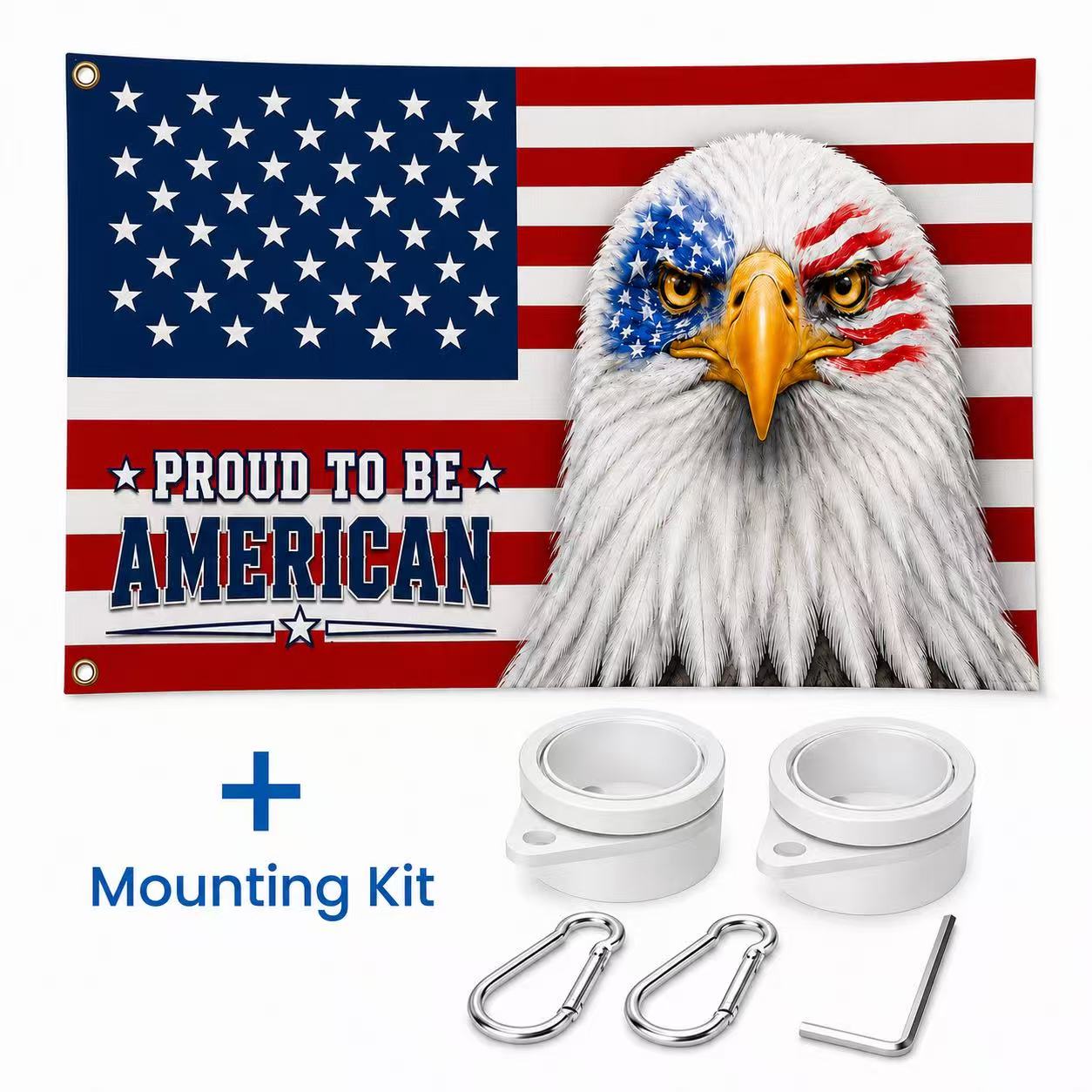 Patriotic Flag, Bald Eagle Proud to Be American Grommet Flag