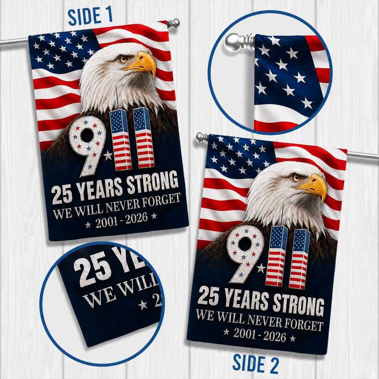 9/11 25 Years Strong Memorial Eagle Flag