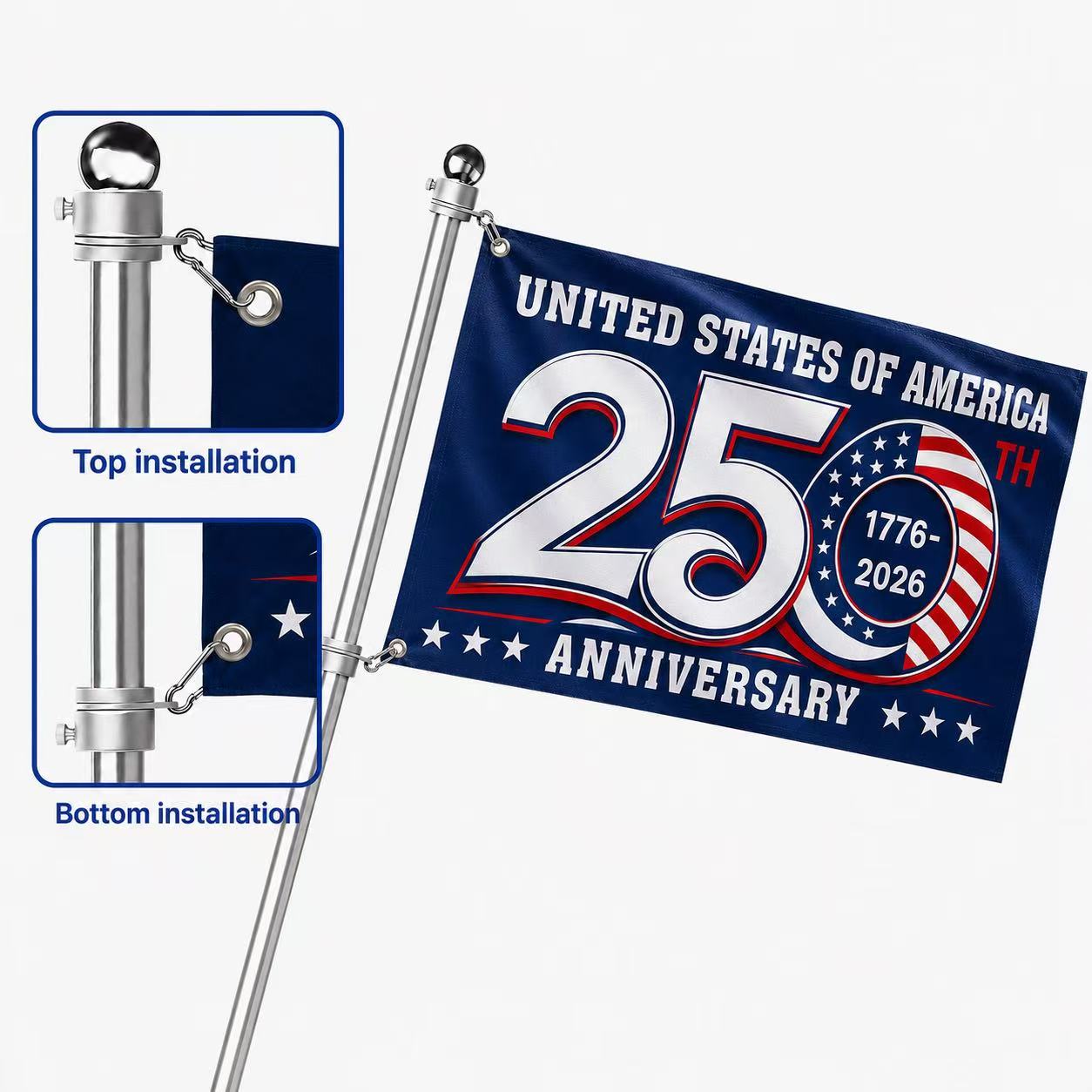 1776 2026 America 250th Anniversary Grommet Flag