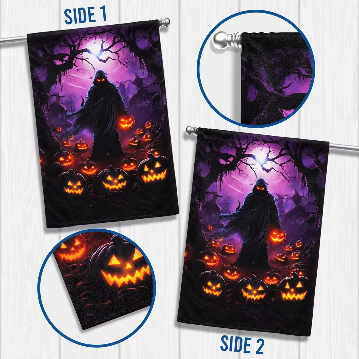 Halloween Grim Reaper & Pumpkin Garden Flag