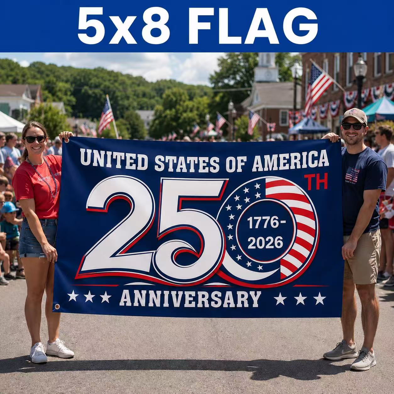 1776 2026 America 250th Anniversary Grommet Flag