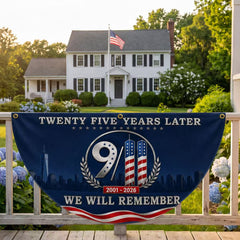 9/11 25th Anniversary We Will Remember Memorial Half Circle Fan Flag