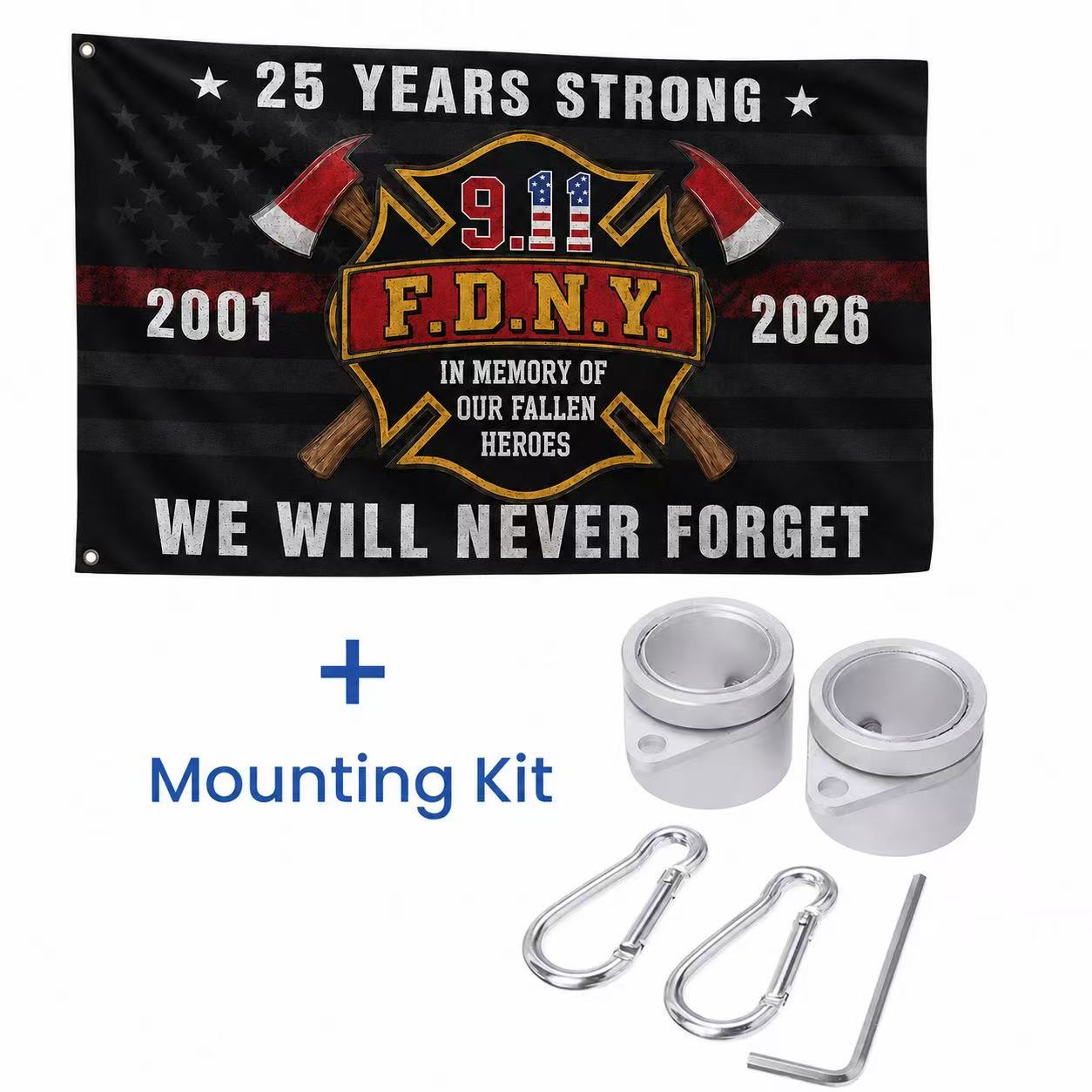 25 Years Strong – We Will Never Forget 9/11 Firefighter Memorial Flag