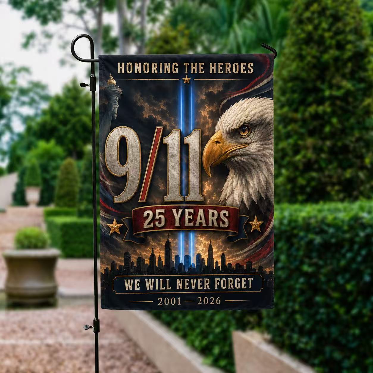Honoring the Heroes – 9/11 25th Anniversary Eagle Memorial Flag