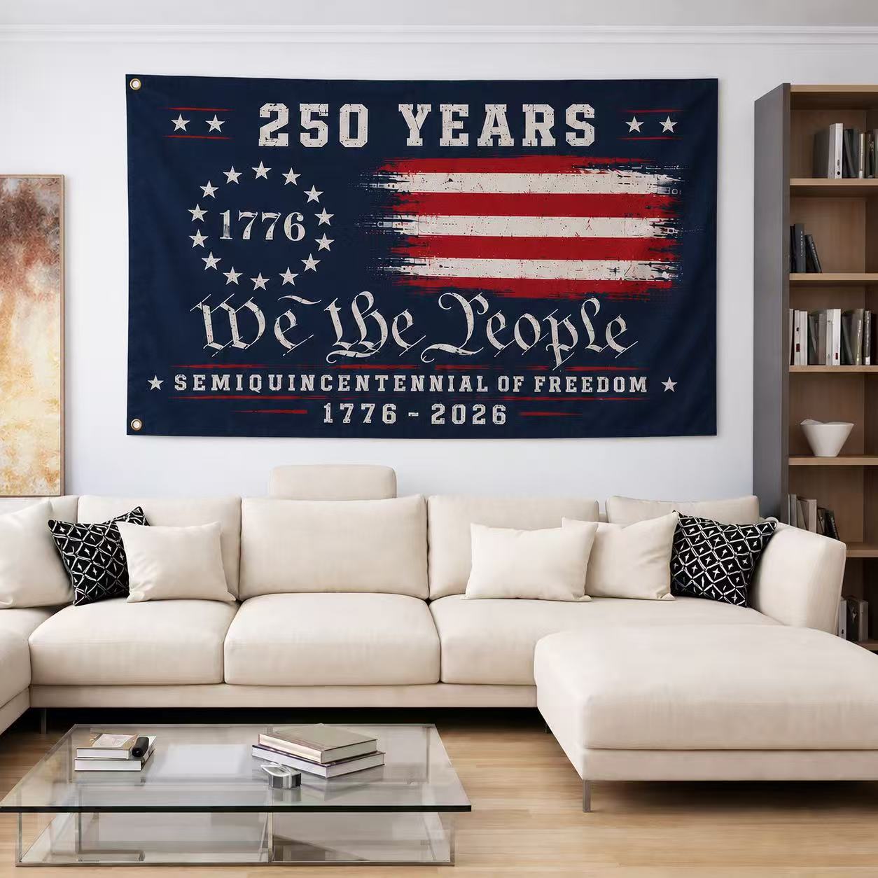 We The People 250 Canvas American Grommet Flag for 250th Anniversary