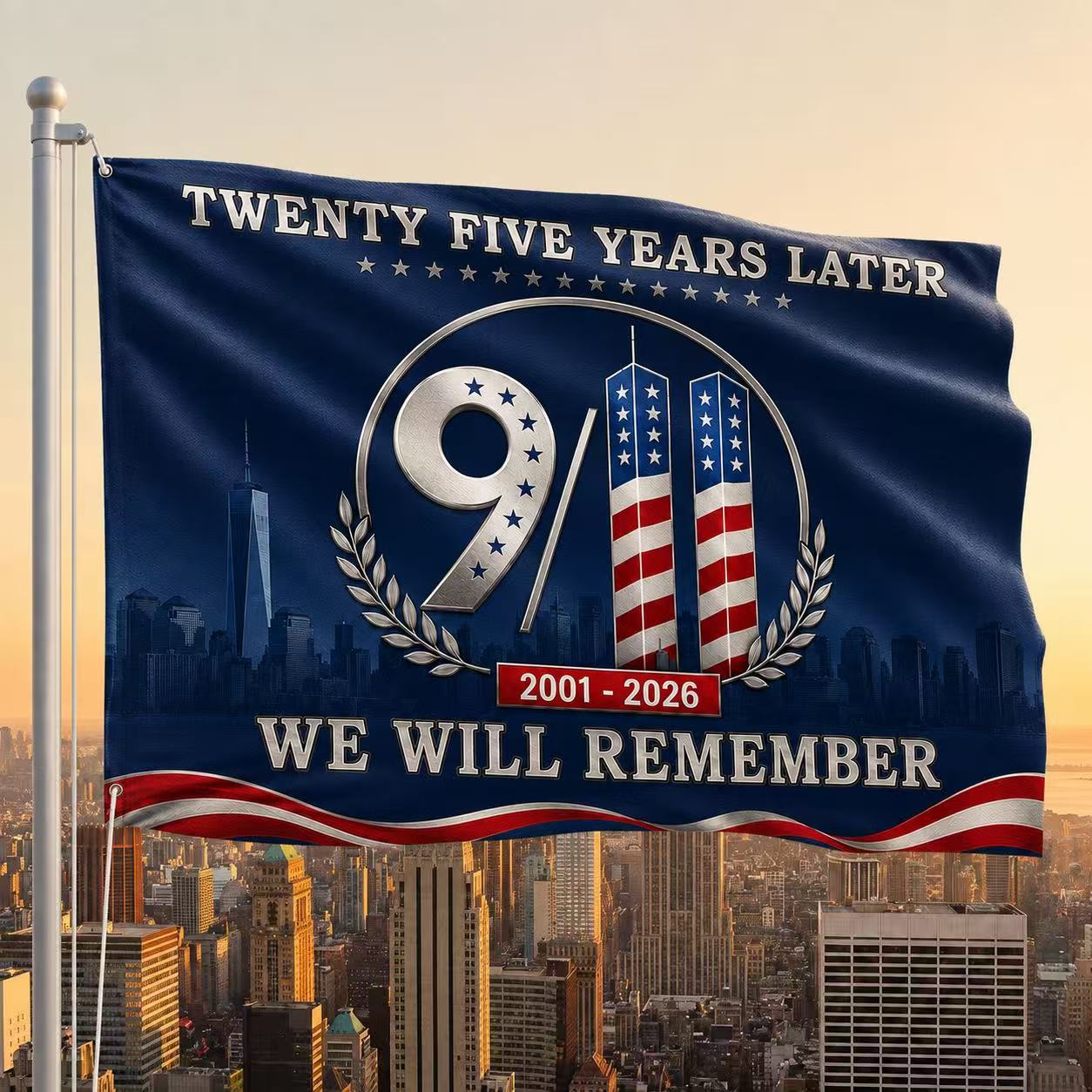 25 Years Later – America Remembers 9/11 Memorial Flag