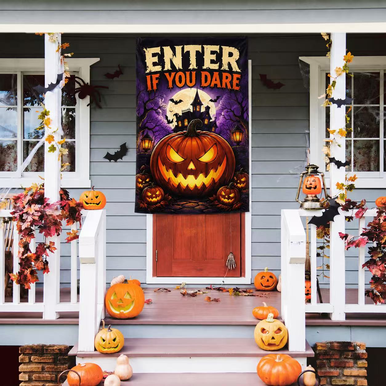 Enter If You Dare Haunted Pumpkin Halloween Garden Flag