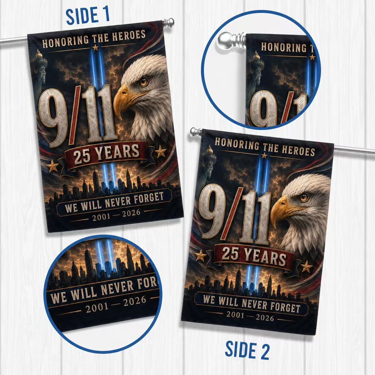 Honoring the Heroes – 9/11 25th Anniversary Eagle Memorial Flag