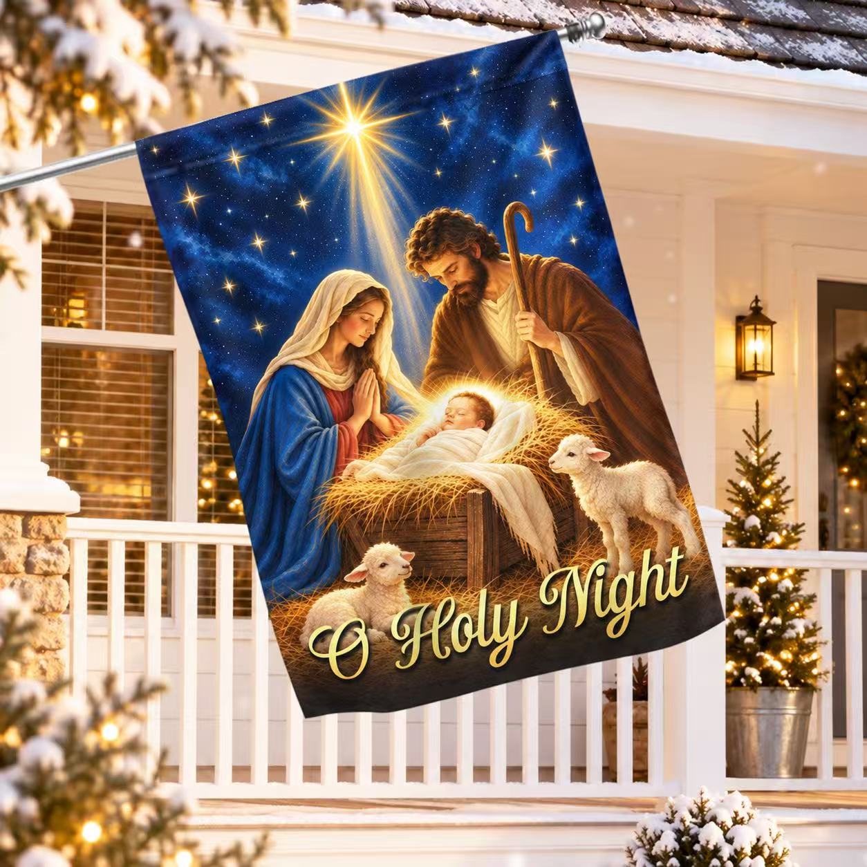 Christmas Garden Flag Nativity Of Jesus, O Holy Night Child Is Born
