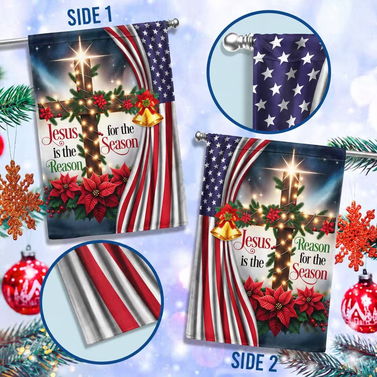 Jesus Christ Christmas Flag Jesus Is The Reason For The Season
