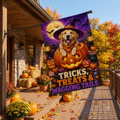 Golden Retriever Pumpkin Halloween Garden Flag