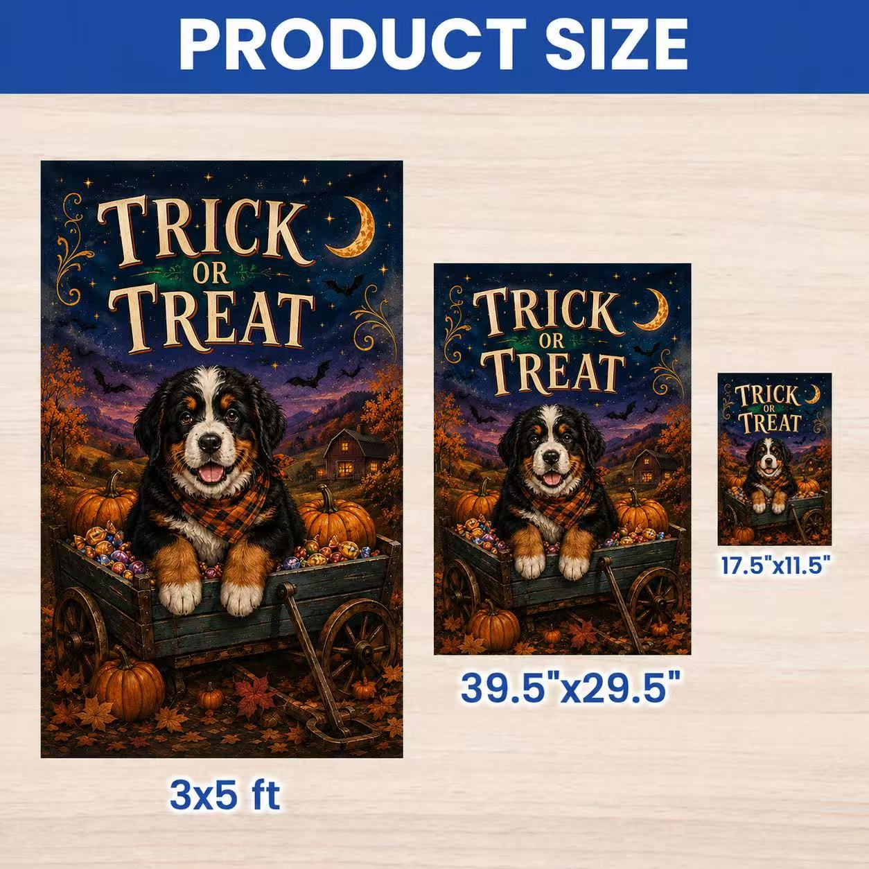 Trick or Treat Bernese Mountain Dog Halloween Garden Flag