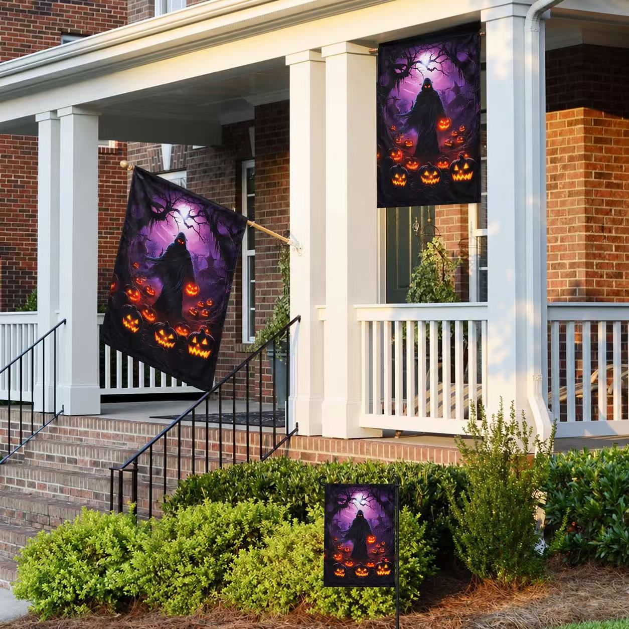 Halloween Grim Reaper & Pumpkin Garden Flag