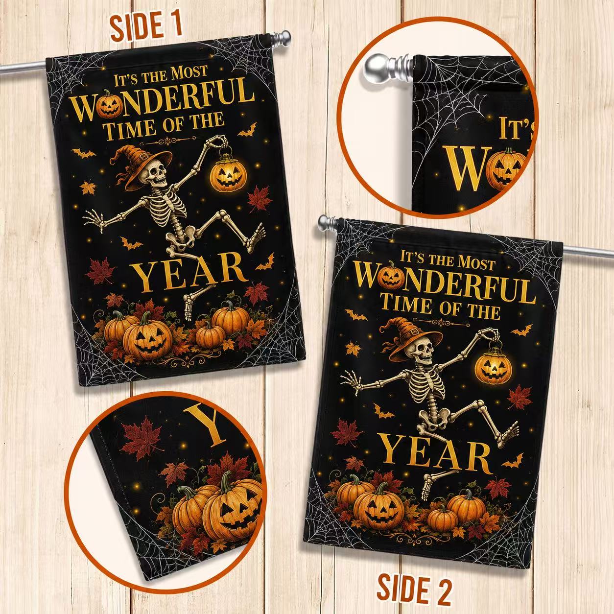 It’s the Most Wonderful Time of the Year Skeleton Halloween Garden Flag