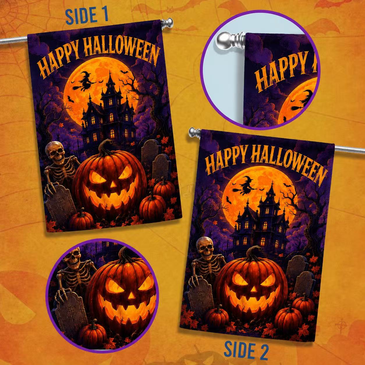 Halloween Haunted House Pumpkin Garden Flag