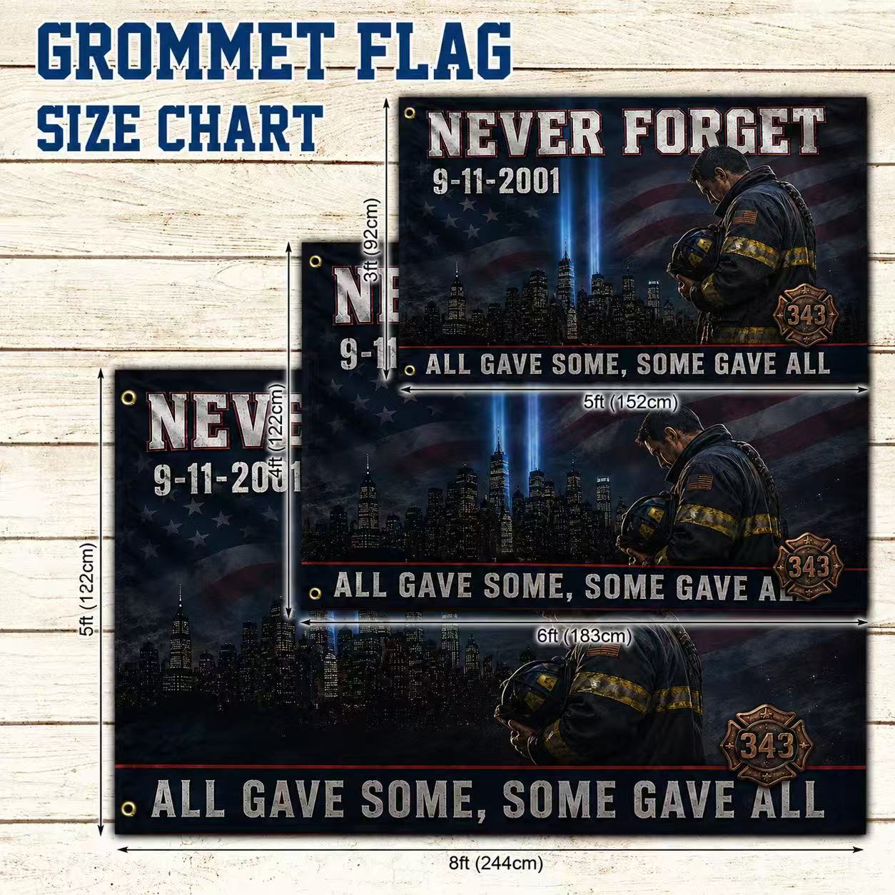 343 Firefighter Never Forget 911 Flag All Gave Some Some Gave All