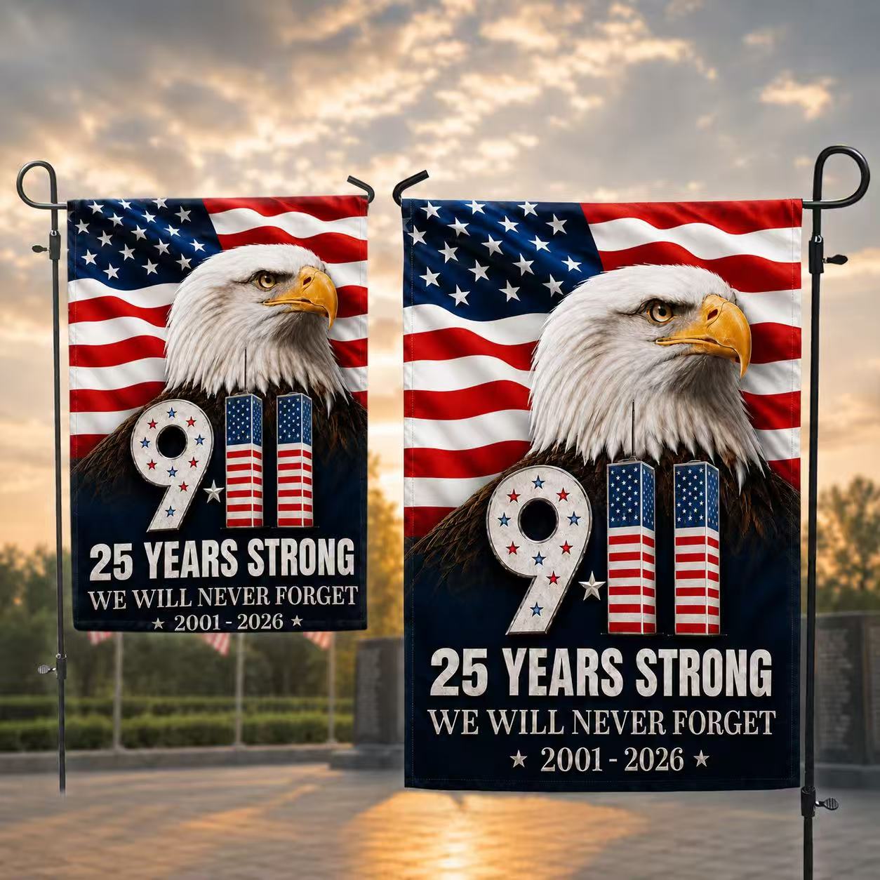 9/11 25 Years Strong Memorial Eagle Flag