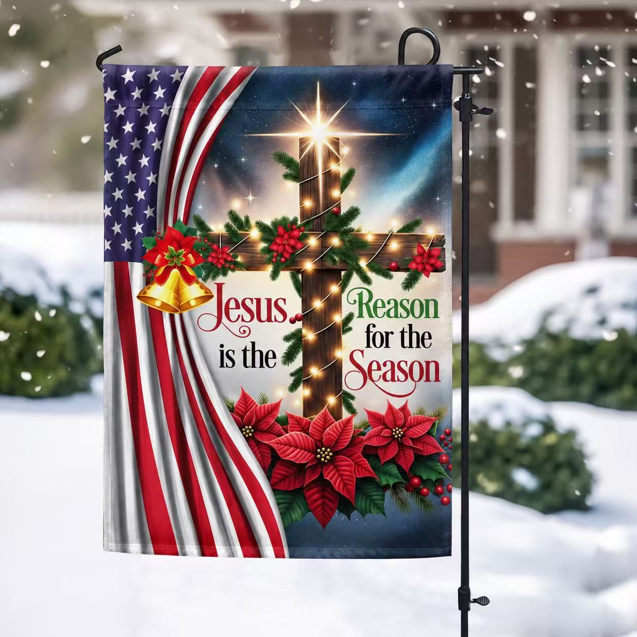 Jesus Christ Christmas Flag Jesus Is The Reason For The Season