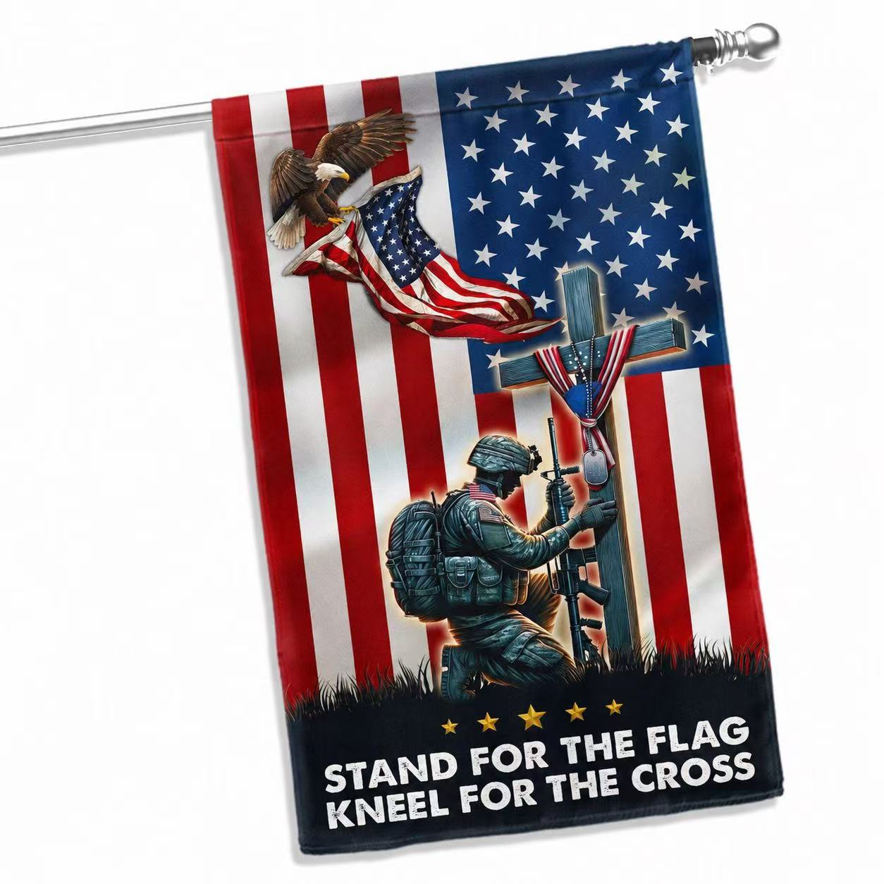 Stand For The Flag Cross Flag, Patriotic Christ Decor for Memorial Veterans Day