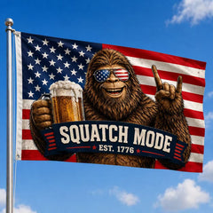 Patriotic Bigfoot “Squatch Mode” American Flag – Est. 1776