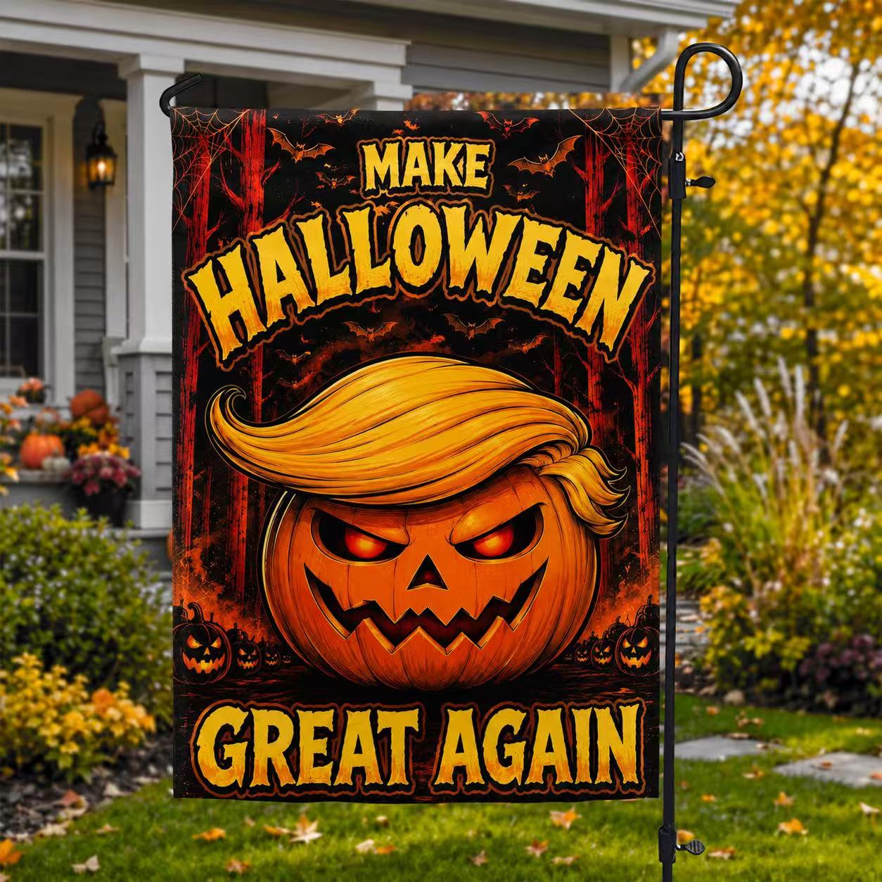 Make Halloween Great Again Trumpkin Garden Flag