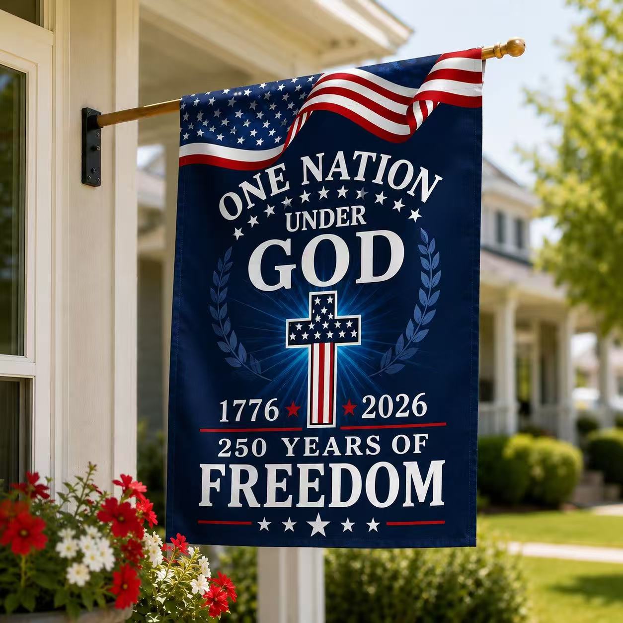 1776–2026 One Nation Under God America 250th Anniversary Patriotic Flag