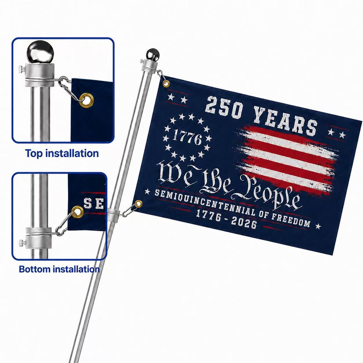 We The People 250 Canvas American Grommet Flag for 250th Anniversary