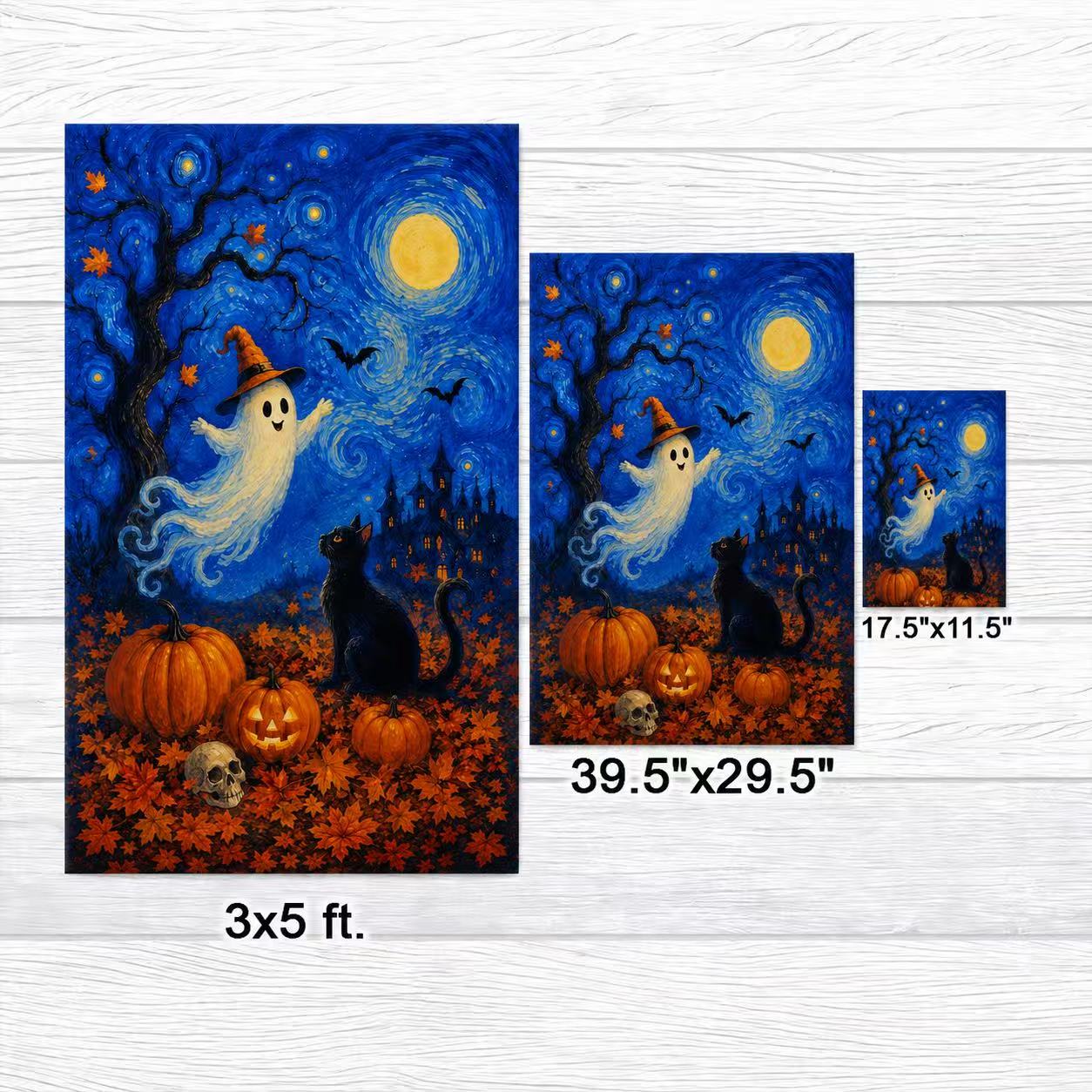 Halloween Starry Night Ghost Black Cat Pumpkin Garden Flag