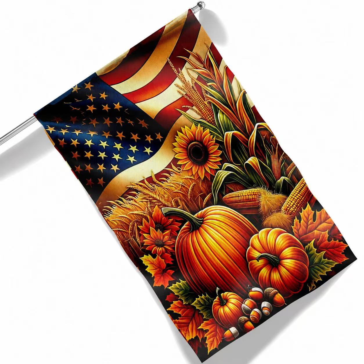 Fall Thanksgiving Pumpkins Harvest American Flag