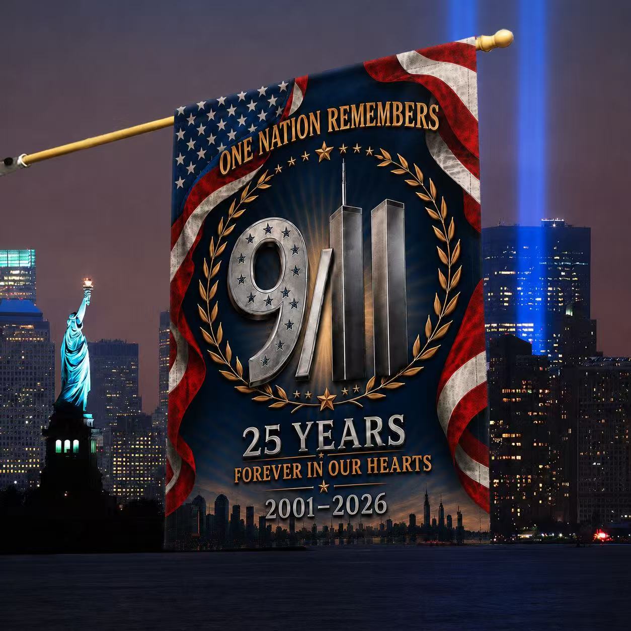 One Nation Remembers – 9/11 25th Anniversary Memorial Flag