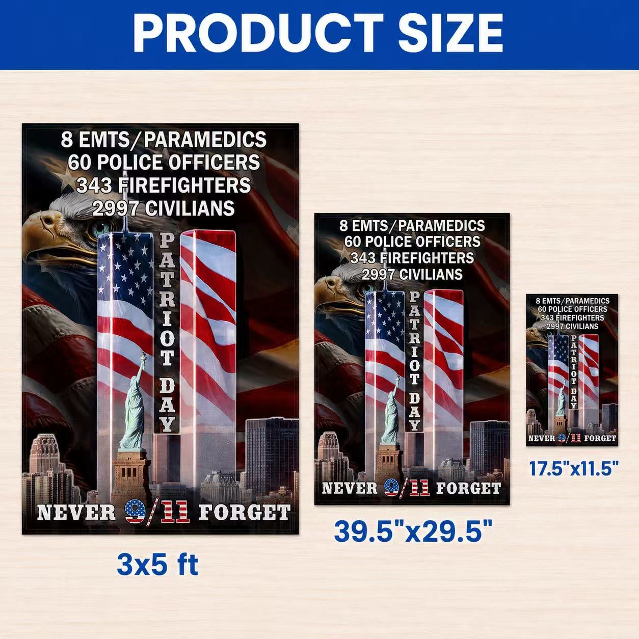 Never Forget 9/11 Patriot Day Eagle American Flag