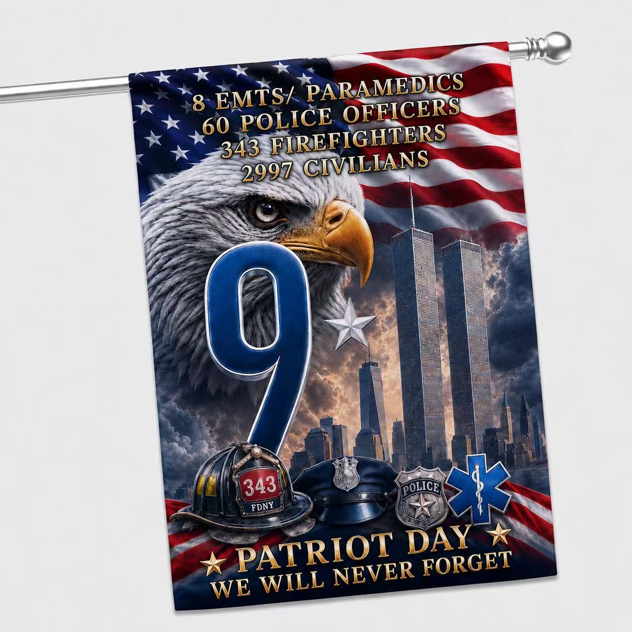 911 Memorial Flag, Patriot Day We Will Never Forget Remembrance Decor