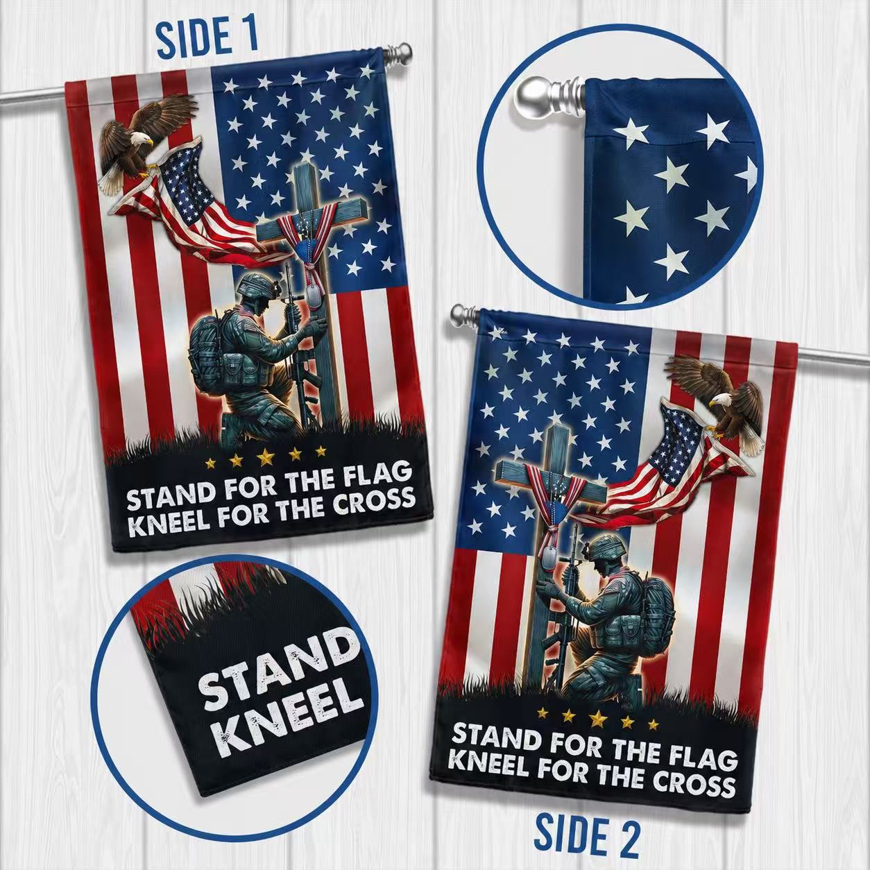 Stand For The Flag Cross Flag, Patriotic Christ Decor for Memorial Veterans Day