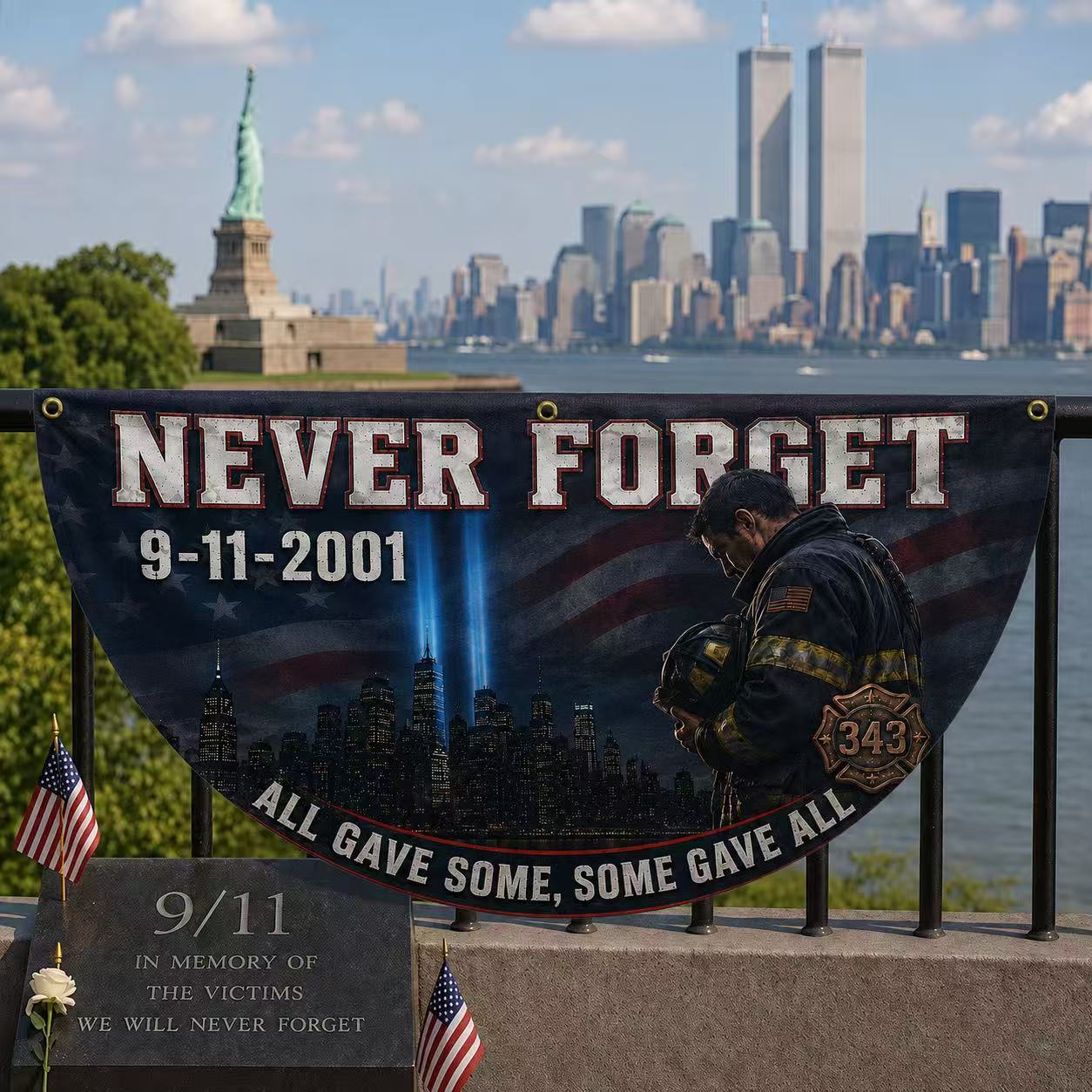 9/11 Never Forget 343 Firefighter Memorial Flag