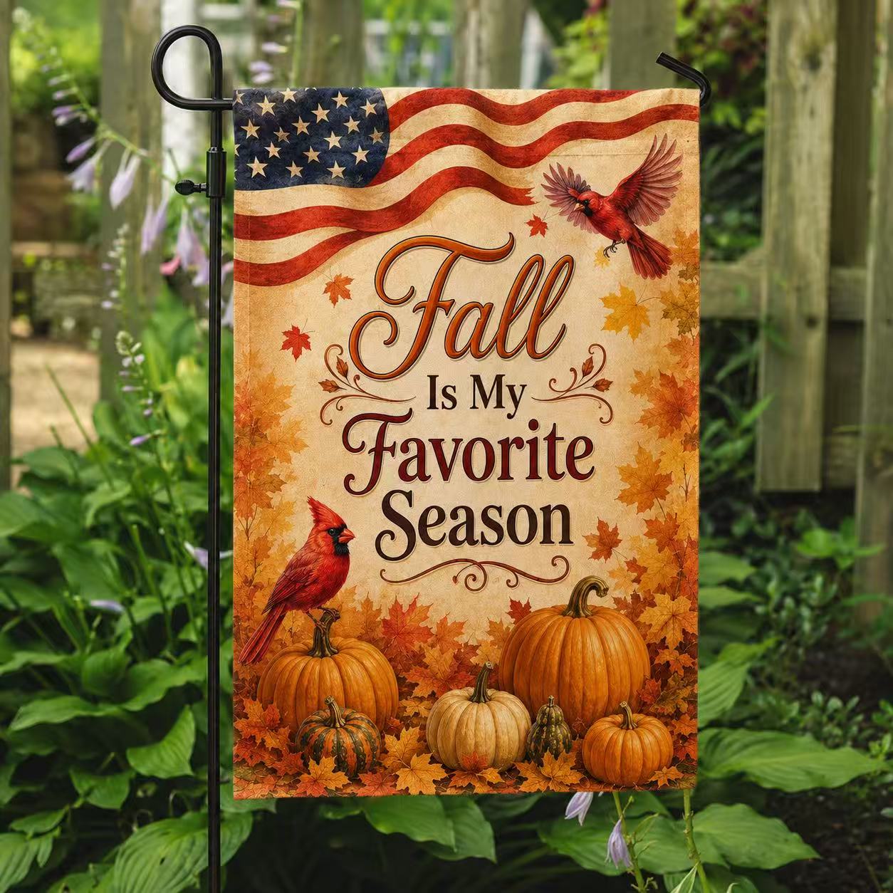 Fall Flag, Fall Is My Favorite Season Cardinals American US Flag